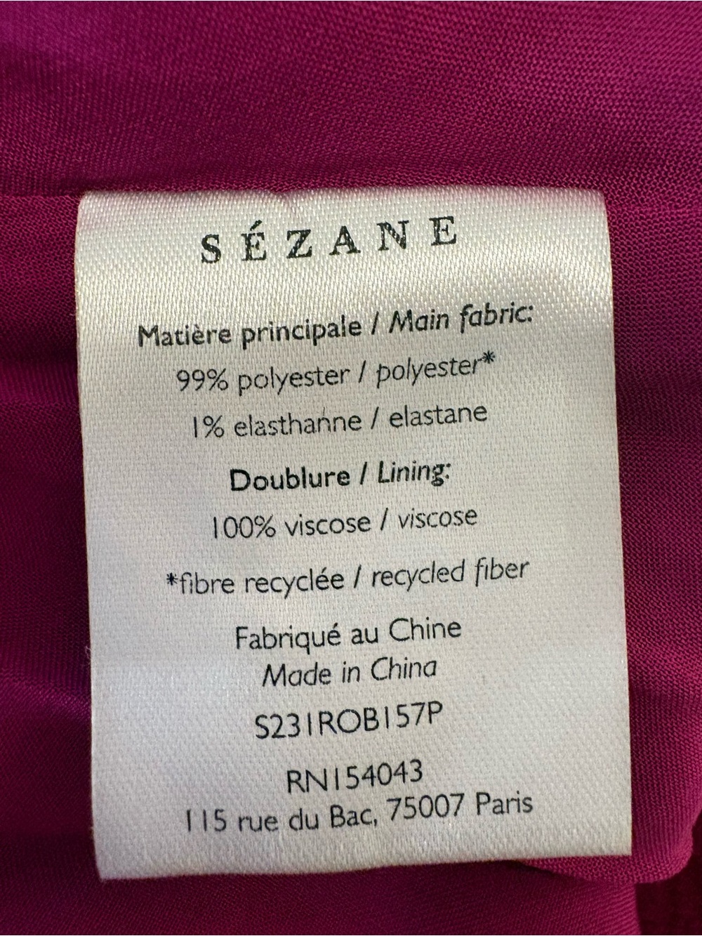 Sezane Robe Florencia in Fuschia Midi Dress Size FR34/US0 NWT - Picture 5 of 6
